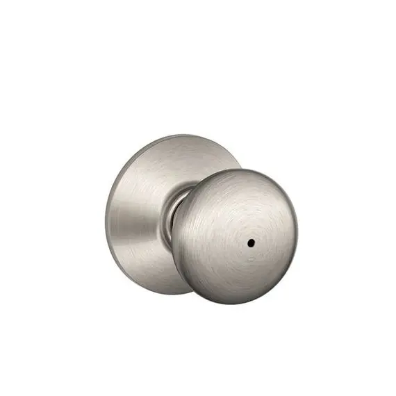 Schlage Residential F40PLY619 Plymouth Knob Privacy Lock with 16080 Latch and 10027 Strike Satin Nickel Finish