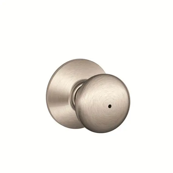 Schlage Residential F40PLY619625 Plymouth Knob Privacy Lock with 16080 Latch and 10027 Strike Satin Nickel by Bright Chrome Finish