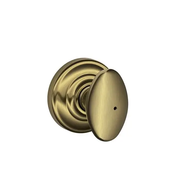 Schlage Residential F40SIE609AND Siena Knob with Andover Rose Privacy Lock with 16080 Latch and 10027 Strike Antique Brass Finish