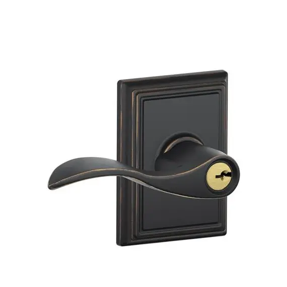 Schlage Residential F51AACC716ADD Accent Lever with Addison Rose Keyed Entry Lock C Keyway with 16211 Latch and 10063 Strike Aged Bronze Finish