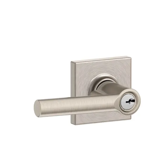 Schlage Residential F51ABRW619COL Broadway Lever with Collins Rose Keyed Entry with 16211 Latch and 10063 Strike Satin Nickel Finish