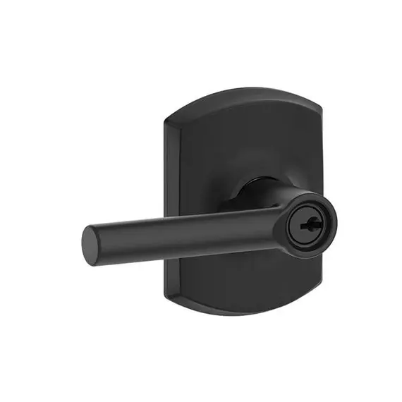 Schlage Residential F51ABRW622GRW Broadway Lever with Greenwich Rose Keyed Entry Lock C Keyway with 16211 Latch and 10063 Strike Matte Black Finish