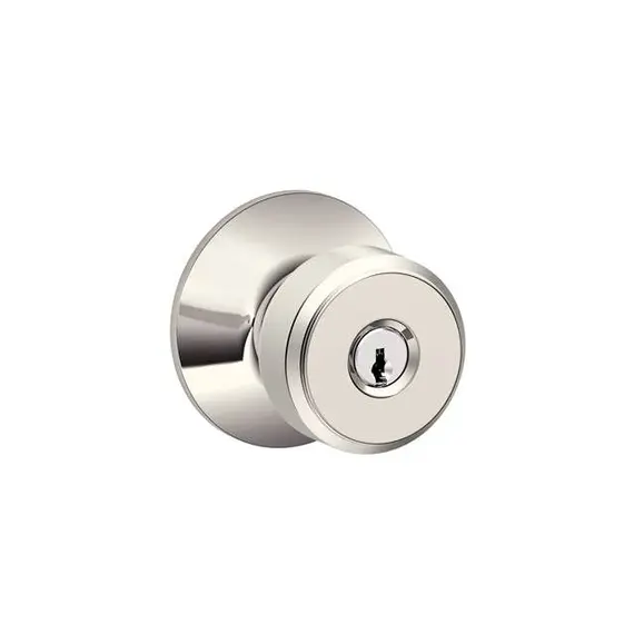 Schlage Residential F51ABWE618 Bowery Knob Keyed Entry Lock C Keyway with 16211 Latch and 10063 Strike Bright Nickel Finish