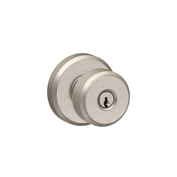 Schlage Residential F51ABWE619GSN Bowery Knob with Greyson Rose Keyed Entry Lock C Keyway with 16211 Latch and 10063 Strike Satin Nickel Finish