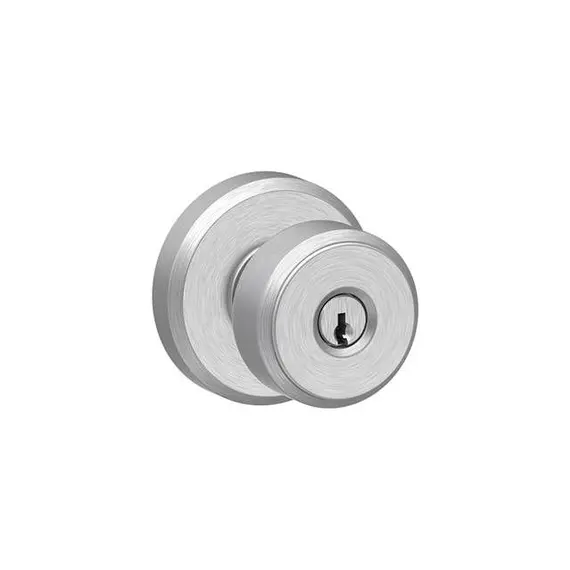 Schlage Residential F51ABWE626GSN Bowery Knob with Greyson Rose Keyed Entry Lock C Keyway with 16211 Latch and 10063 Strike Satin Chrome Finish