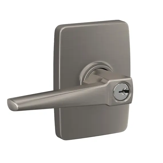 Schlage Residential F51AELR619GEE Schlage Custom  Eller Lever with Greene Rose Keyed Entry Lock C Keyway with 16211 Latch and 10063 Strike Satin Nickel Finish