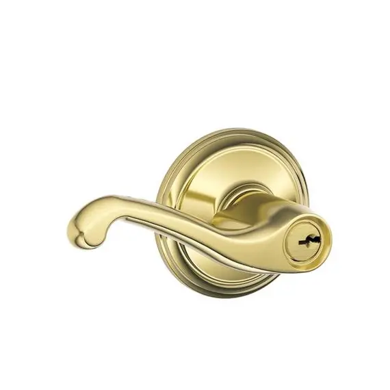 Schlage Residential F51AFLA605 Flair Lever Keyed Entry Lock C Keyway with 16211 Latch and 10063 Strike Bright Brass Finish