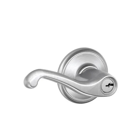 Schlage Residential F51AFLA626 Flair Lever Keyed Entry Lock C Keyway with 16211 Latch and 10063 Strike Satin Chrome Finish