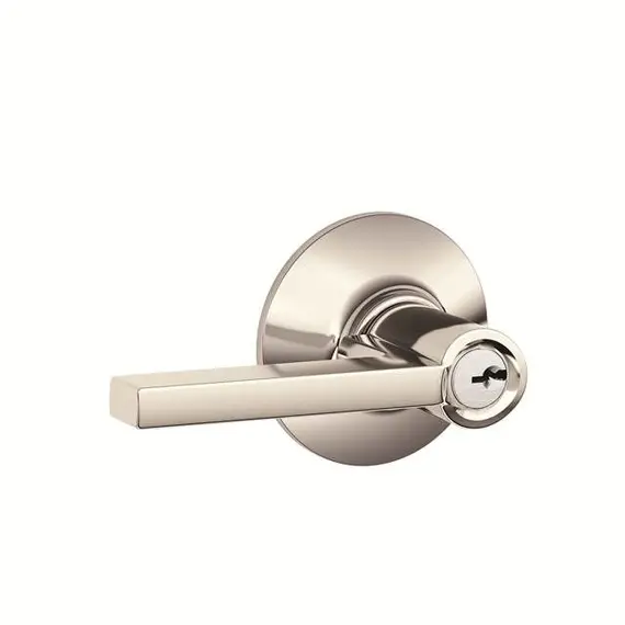 Schlage Residential F51ALAT618 Latitude Lever Keyed Entry Lock C Keyway with 16211 Latch and 10063 Strike Bright Nickel Finish