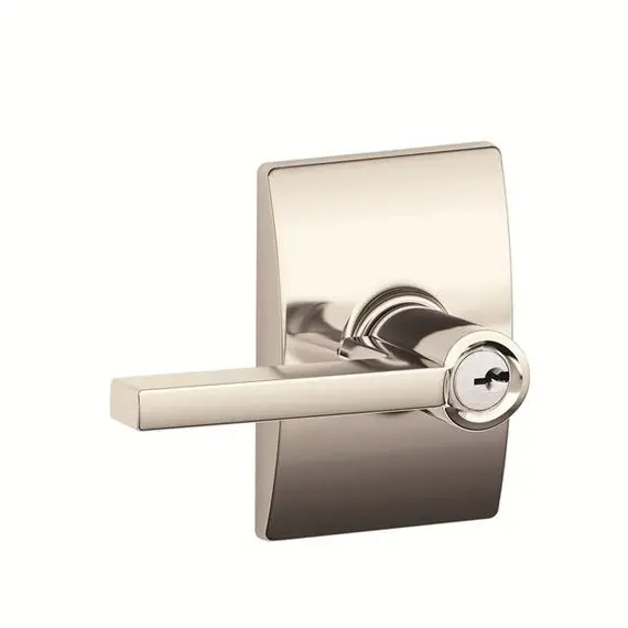 Schlage Residential F51ALAT618CEN Latitude Lever with Century Rose Keyed Entry Lock C Keyway with 16211 Latch and 10063 Strike Bright Nickel Finish