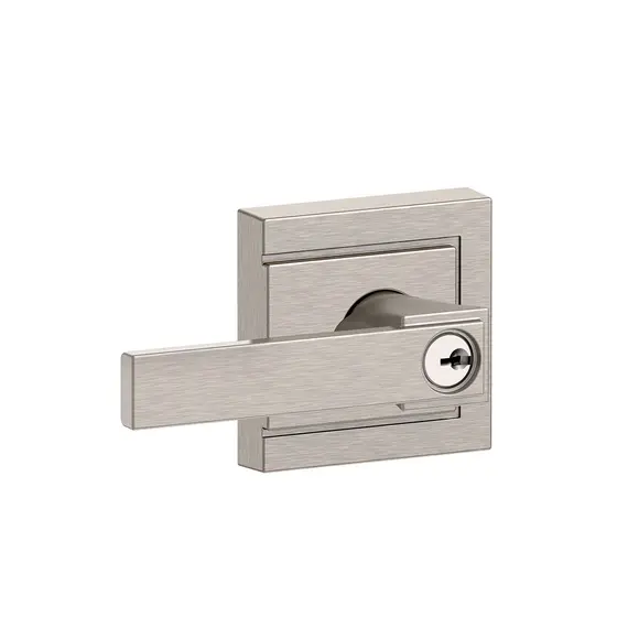 Schlage Residential F51ANBK619ULD Northbrook Lever with Upland Rose Keyed Entry Lock C Keyway with 16211 Latch and 10063 Strike Satin Nickel Finish