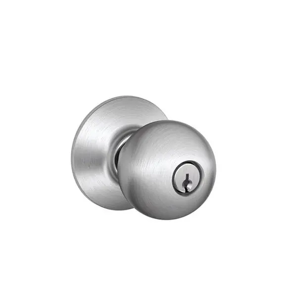 Schlage Residential F51AORB626 Orbit Knob Keyed Entry Lock C Keyway with 16211 Latch and 10063 Strike Satin Chrome Finish