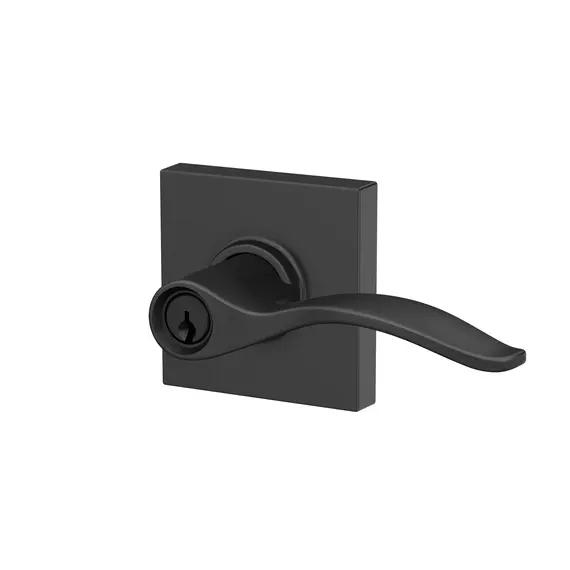 Schlage Residential F51APEN622COL Schlage Custom  Pennant Lever with Collins Rose Keyed Entry Lock C Keyway with 16211 Latch and 10063 Strike Matte Black Finish