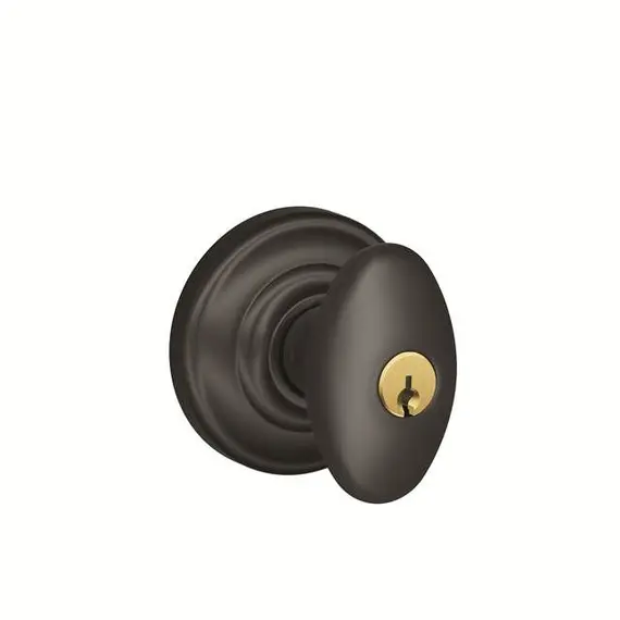 Schlage Residential F51ASIE622AND Siena Knob with Andover Rose Keyed Entry Lock C Keyway with 16211 Latch and 10063 Strike Matte Black Finish