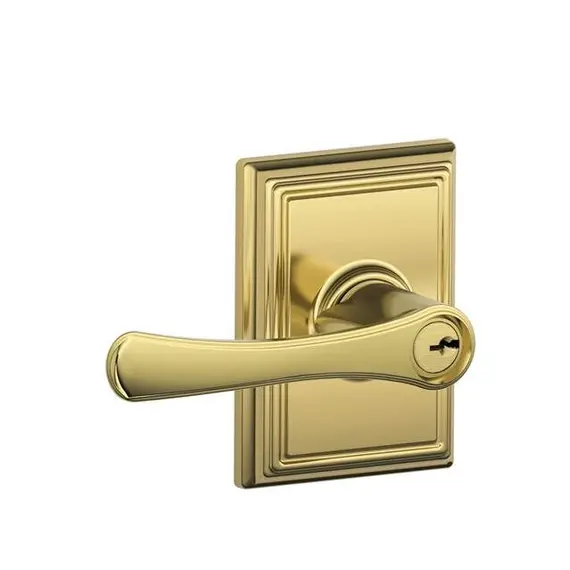 Schlage Residential F51AVLA605ADD Avila Lever with Addison Rose Keyed Entry Lock C Keyway with 16211 Latch and 10063 Strike Bright Brass Finish