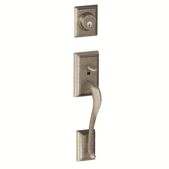 Schlage Residential F58ADD621 Addison Exterior Active Handleset Only with C Keyway Distressed Nickel Finish