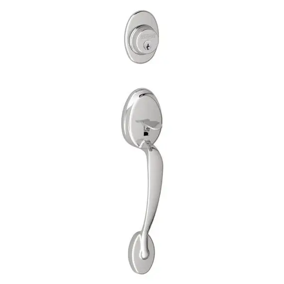 Schlage Residential F58PLY625 Plymouth Exterior Active Handleset Only with C Keyway Bright Chrome Finish