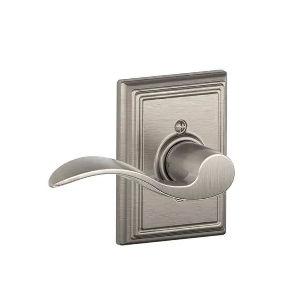 Schlage Residential F59ACC619ADDRH Right Hand Accent Lever with Addison Rose Interior Active Trim with 12326 Latch and 10269 Strikes Satin Nickel Finish