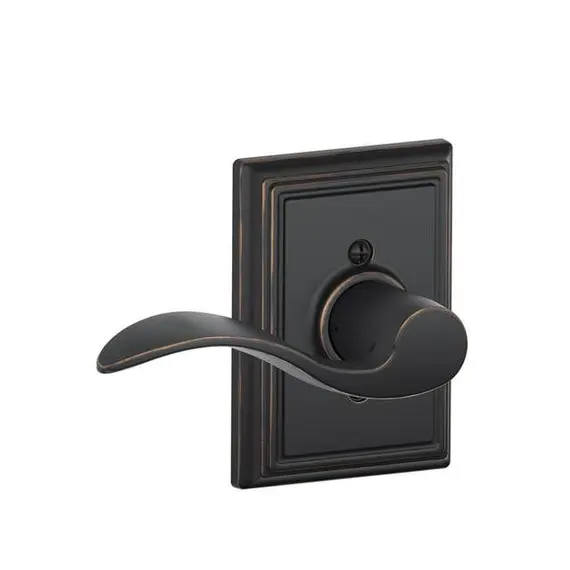 Schlage Residential F59ACC716ADDLH Left Hand Accent Lever with Addison Rose Interior Active Trim with 12326 Latch and 10269 Strikes Aged Bronze Finish