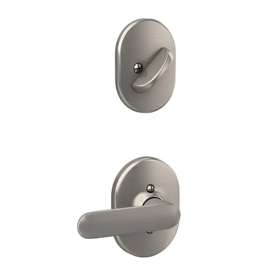 Schlage Residential F59DAV619RMN Davlin Lever with Remsen Rose Interior Active Trim with 12326 Latch and 10269 Strikes Satin Nickel Finish