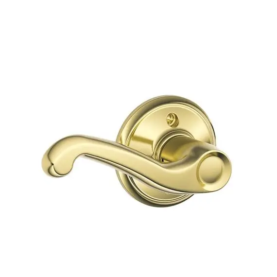 Schlage Residential F59FLA605RH Right Hand Flair Lever Interior Active Trim with 12326 Latch and 10269 Strikes Bright Brass Finish