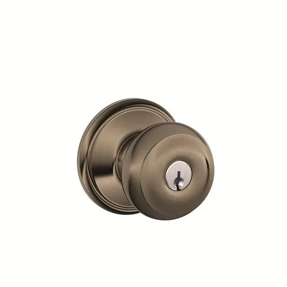 Schlage Residential F80GEO620 Georgian Knob Storeroom Lock C Keyway with 16211 Latch and 10063 Strike Antique Nickel Finish