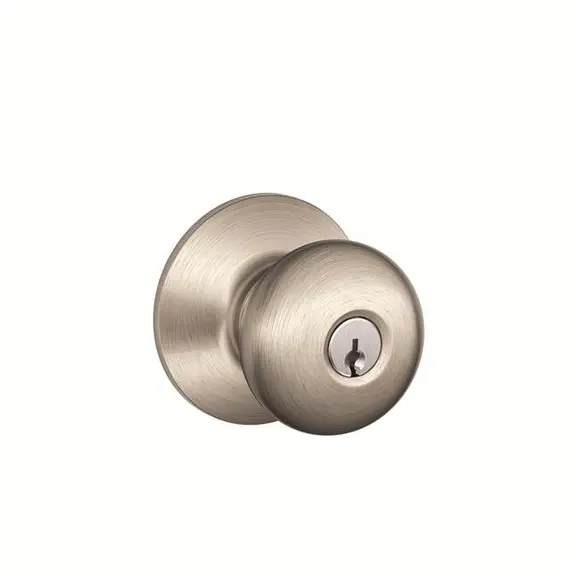 Schlage Residential F80PLY619 Plymouth Knob Storeroom Lock C Keyway with 16211 Latch and 10063 Strike Satin Nickel Finish