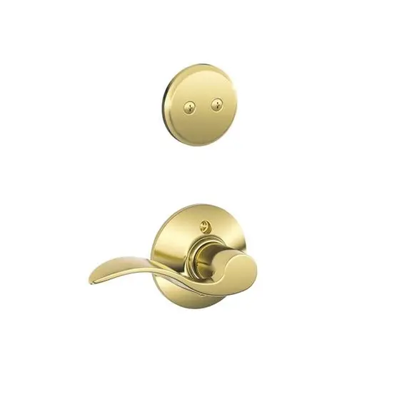 Schlage Residential F94ACC605LH Left Hand Accent Lever Dummy Interior Trim Bright Brass Finish