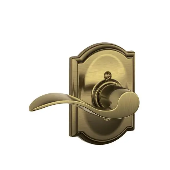 Schlage Residential F94ACC609CAMRH Right Hand Accent Lever with Camelot Rose Dummy Interior Trim Antique Brass Finish