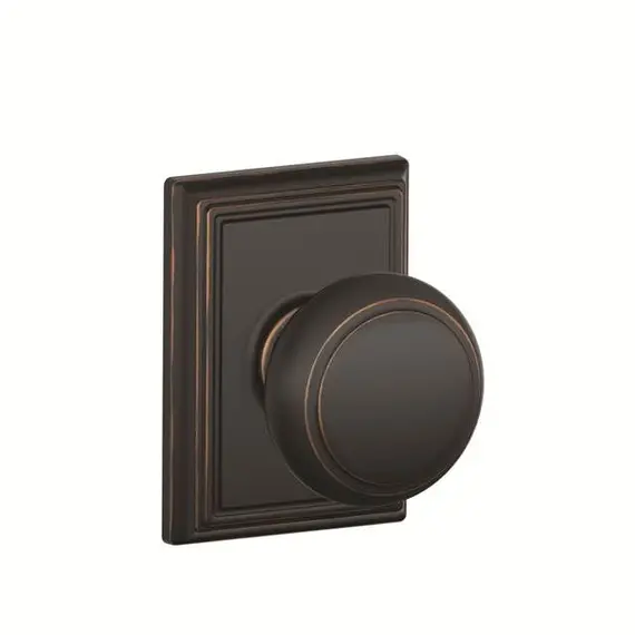 Schlage Residential F94AND716ADD Andover Knob with Addison Rose Dummy Interior Trim Aged Bronze Finish