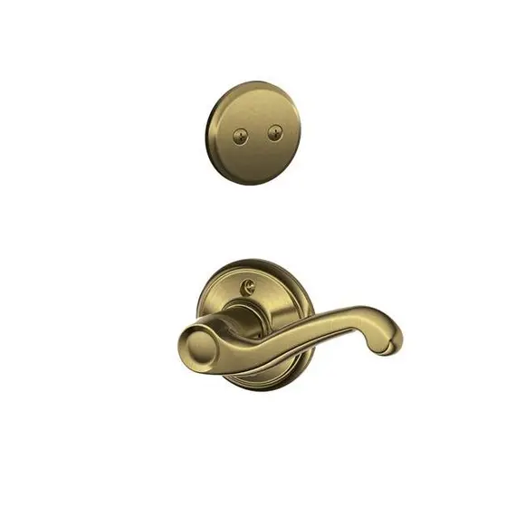 Schlage Residential F94FLA609RH Right Hand Flair Lever Dummy Interior Trim Antique Brass Finish