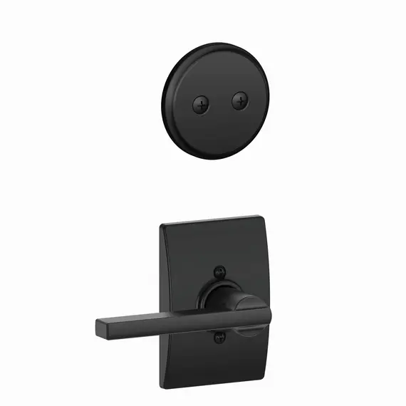 Schlage Residential F94LAT622CEN Latitude Lever with Century Rose Dummy Interior Trim Matte Black Finish