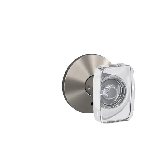 Schlage Residential FC172CAN619KIN Schlage Custom  Caine Glass Knob with Kinsler Rose Non Turning Double Dummy Pair Satin Nickel Finish