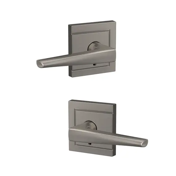 Schlage Residential FC172ELR619ULD Schlage Custom  Eller Lever with Upland Rose Non Turning Double Dummy Pair Satin Nickel Finish