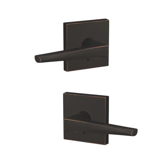 Schlage Residential FC172ELR716COL Schlage Custom  Eller Lever with Collins Rose Non Turning Double Dummy Pair Aged Bronze Finish