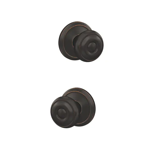 Schlage Residential FC172GEO716ALD Schlage Custom  Georgian Knob with Alden Rose Non Turning Double Dummy Pair Aged Bronze Finish