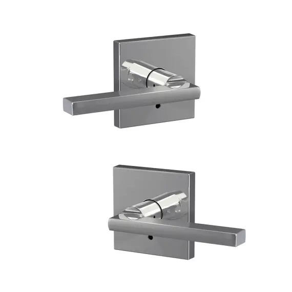 Schlage Residential FC172LAT625COL Schlage Custom  Latitude Lever with Collins Rose Non Turning Double Dummy Pair Bright Chrome Finish