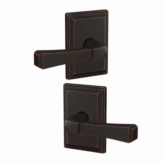 Schlage Residential FC21RVT716GDV Schlage Custom  Rivington Lever with Grandville Rose Passage and Privacy Lock with 16600 Latch and 10027 Strike Aged Bronze Finish