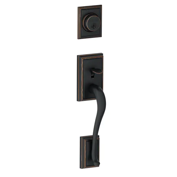 Schlage Residential FC58ADD716 Schlage Custom  Custom Addison Exterior Active Handleset Only with C Keyway Aged Bronze Finish