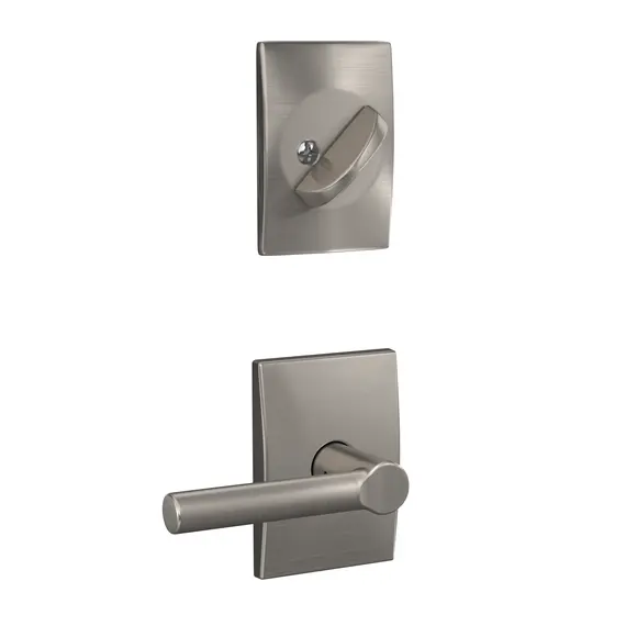 Schlage Residential FC59BRW619CEN Schlage Custom  Custom Broadway Lever with Century Rose Interior Active Trim with 16680 Latch and 10269 Strike Satin Nickel Finish