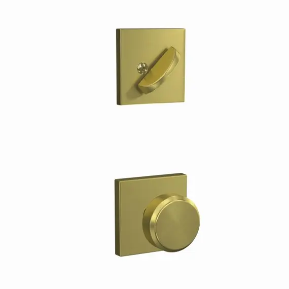 Schlage Residential FC59BWE608COL Schlage Custom  Custom Bowery Knob with Collins Rose Interior Active Trim with 16680 Latch and 10269 Strike Satin Brass Finish