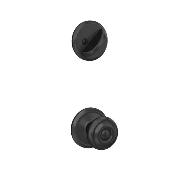 Schlage Residential FC59GEO622ALD Schlage Custom  Custom Georgian Knob with Alden Rose Interior Active Trim with 16680 Latch and 10269 Strike Matte Black Finish