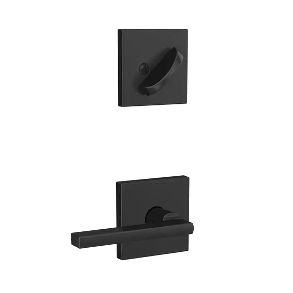 Schlage Residential FC59LAT622COL Schlage Custom  Custom Latitude Lever with Collins Rose Interior Active Trim with 16680 Latch and 10269 Strike Matte Black Finish