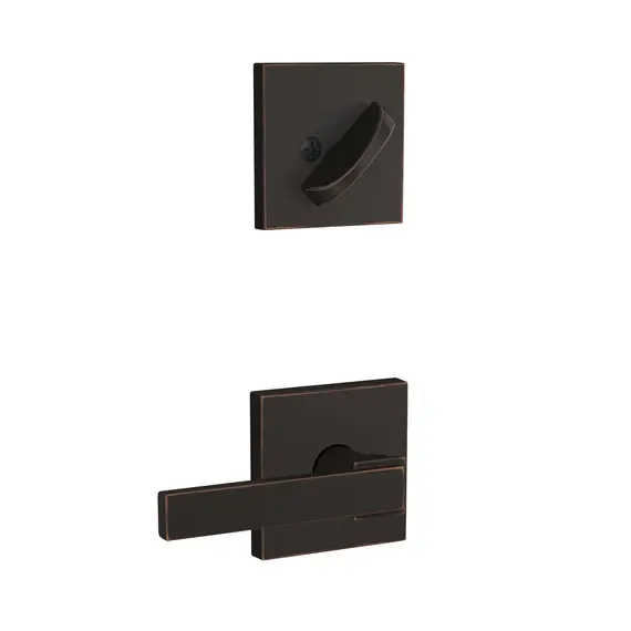 Schlage Residential FC59NBK716COL Schlage Custom  Custom Northbrook Lever with Collins Rose Interior Active Trim with 16680 Latch and 10269 Strike Aged Bronze Finish