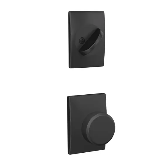 Schlage Residential FC59SWA622CEN Schlage Custom  Swanson Knob with Century Rose Interior Active Trim with 16680 Latch and 10269 Strike Matte Black Finish