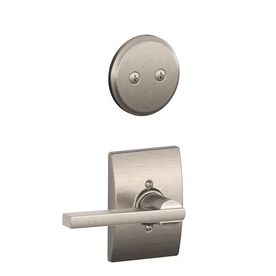 Schlage Residential FC94LAT619CEN Schlage Custom  Custom Latitude Lever with Century Rose Dummy Interior Trim Satin Nickel Finish