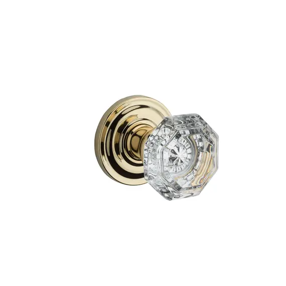 Baldwin FDCRYTRR003 Full Dummy Crystal Knob and Traditional Round Rose Lifetime Brass Finish