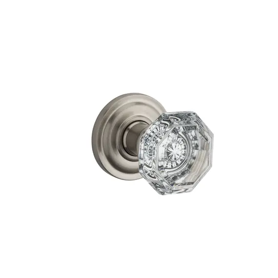 Baldwin FDCRYTRR150 Full Dummy Crystal Knob and Traditional Round Rose Satin Nickel Finish