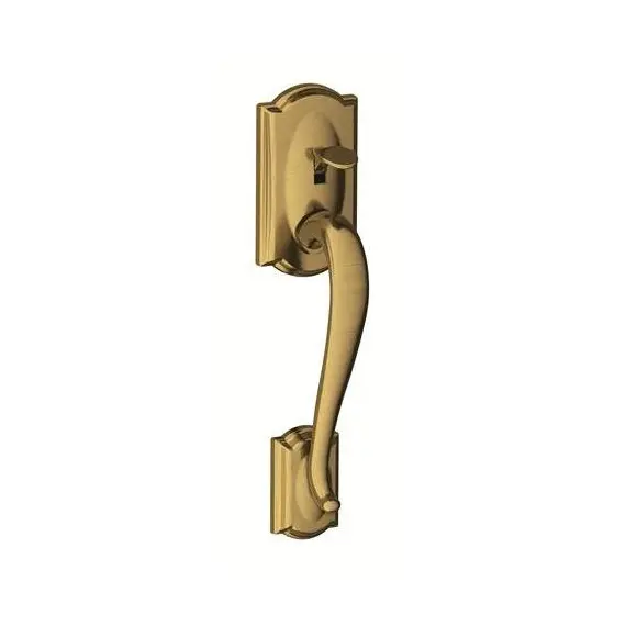 Schlage Residential FE285CAM609ACCRH Right Hand Camelot with Accent Lever Bottom Half Handleset with 16080 Latch and 10063 Strike Antique Brass Finish