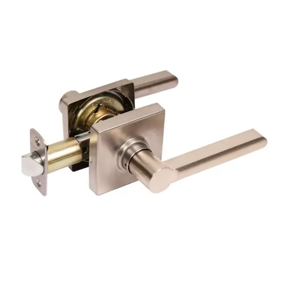 PAMEX FLSP03C Pamex  Onyx Lever with Square Rose Passage Lockset Grade 3 Satin Nickel Finish